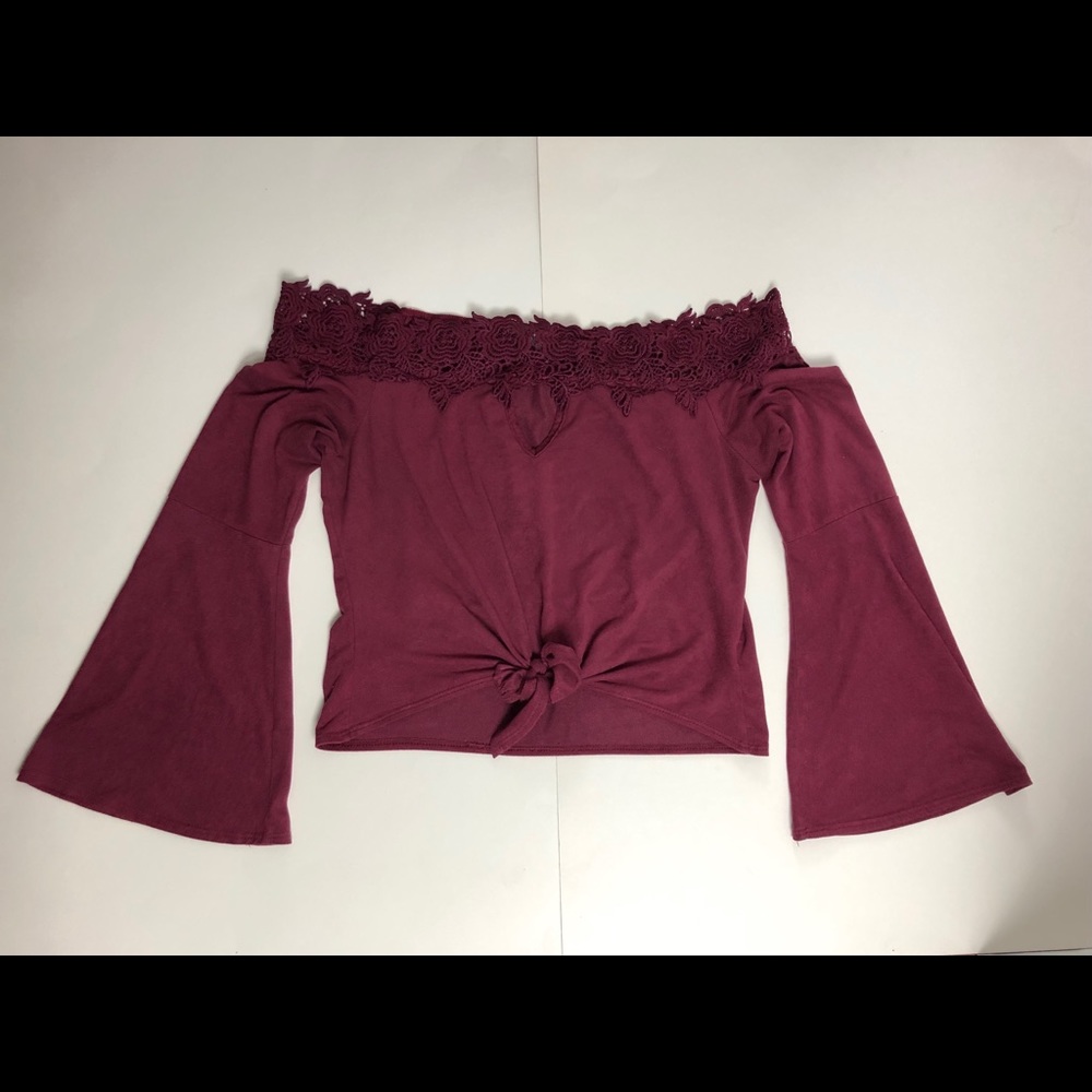 Charlotte Russe Maroon Off the Shoulder Top Sz S